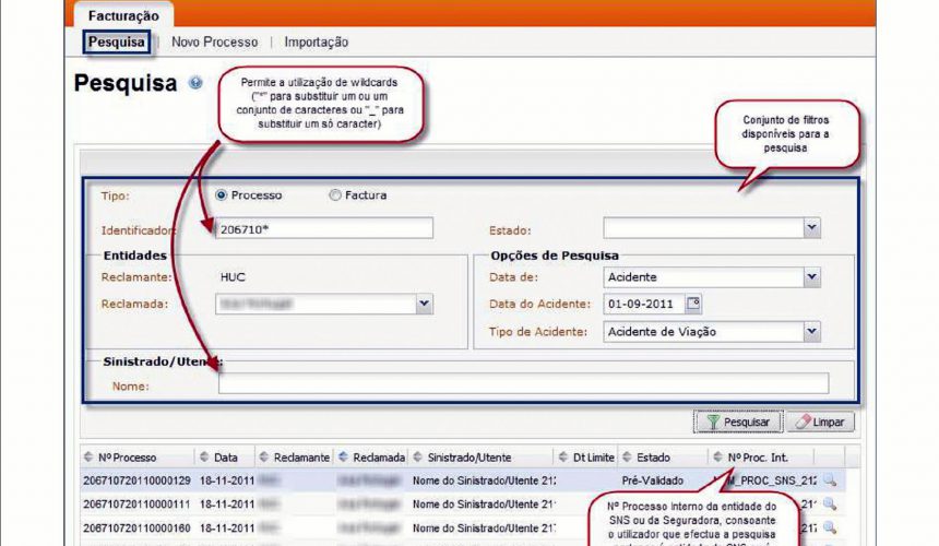 Exemplo de página da plataforma FHS