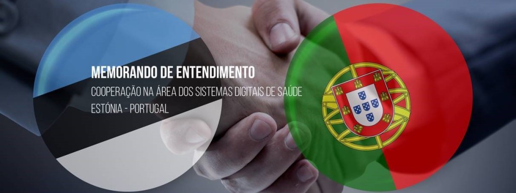 aperto de mãos, bandeiras de Portugal e da Estónia